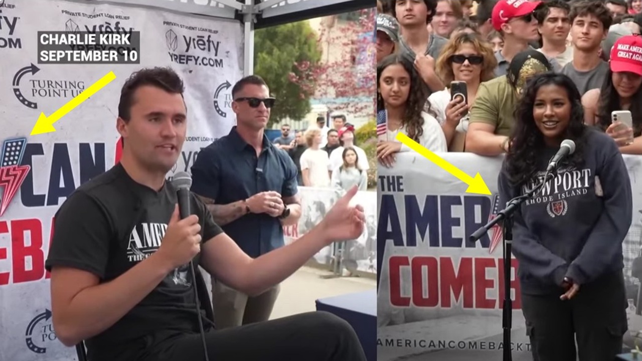Symbol Suggestive Of Nazi Sieg Rune On Charlie Kirk Stage - Patriot Fire 🔥